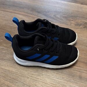 adidas Kids Black and Blue Lightweight Athletic Sneakers